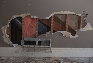Emergency water removal and drying process in a commercial building.